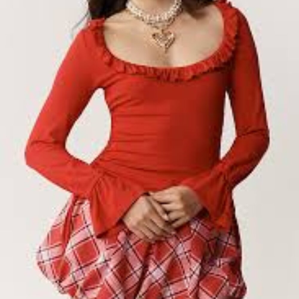 Maeve Long Sleeve Scoop-Neck Ruched top